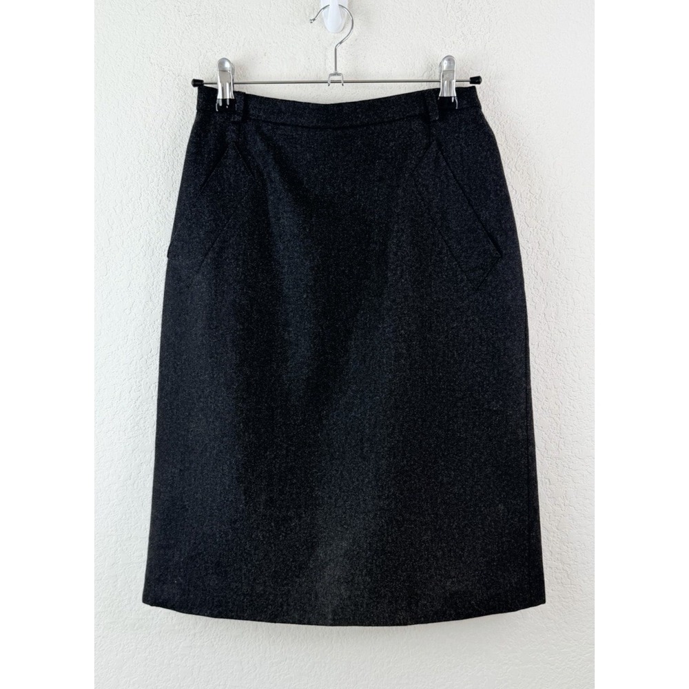MaxMara Pencil Skirt Wool Cashmere US 2‎ EU 32 Charcoal Designer Made in Italy